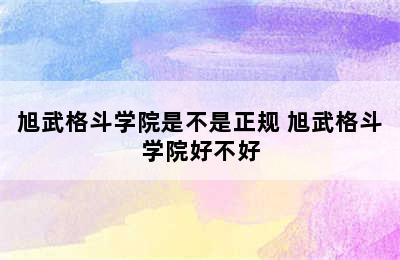 旭武格斗学院是不是正规 旭武格斗学院好不好